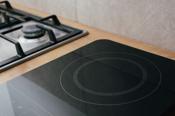 Variety of cooktops. Modern induction heaters for cooking gas and electric proven systems. Gas and...