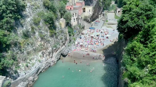Beautiful Fiordo di Furore beach in Amalfi coast, Italy
