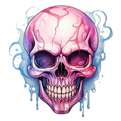 Fototapeta premium Halloween Skull WaterColor Illustration