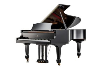 black piano isolated on white background