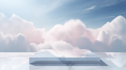 Heavens podium pedestal for product display. Background for cosmetic product branding, identity and packaging