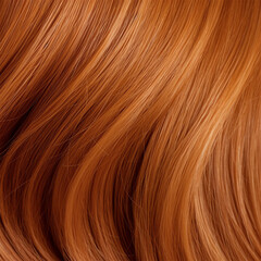 Close-up of a bunch of copper-colored shiny natural hair . Generative AI