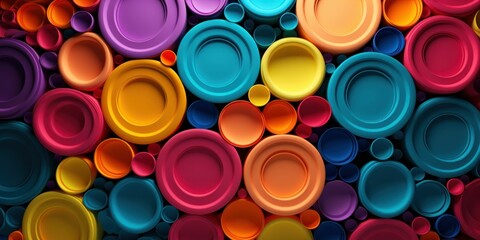 Colorful plastic caps circles background
