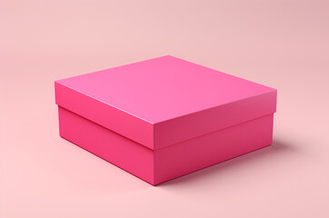 Mockup pink box with lid on pink background. Generative AI