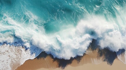 Mighty ocean wave crashing against the shore