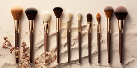 Set of eye shadow brushes for makeup