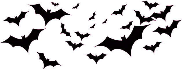Bats in Flight A flock of bats soaring through the night sky, Illustration Generative AI