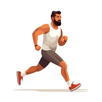 man jogging vector flat minimalistic isolated illustration