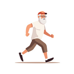 old man jogging vector flat minimalistic isolated illustration
