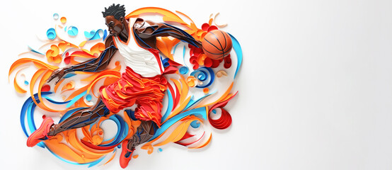 Basketball sport action dynamic illustration banner