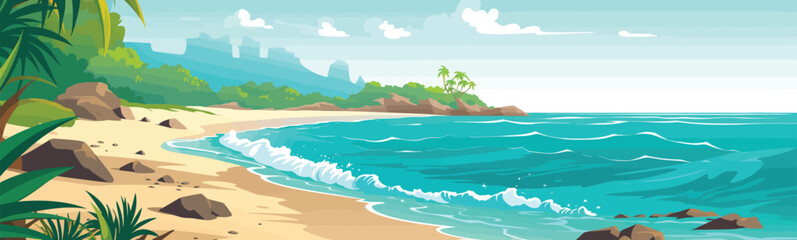 Fototapeta na wymiar secluded beach with turquoise waters vector simple isolated illustration
