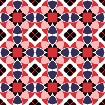 Abstract Retro Geometric Trendy Fashion Colored Seamless Vector Pattern Tile Style Design