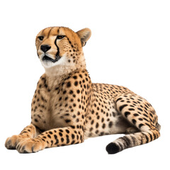 Cheetah sitting  on transparent background
