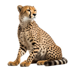 Cheetah sitting  on transparent background
