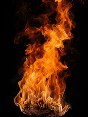Overlay resource of fire against black, created with generative AI technology