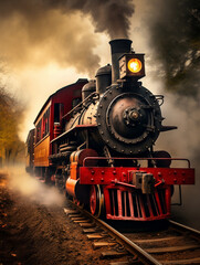 Obraz premium A train on its tracks, created with generative AI technology