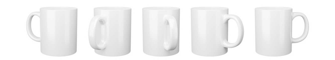 11oz white mugs on isolated background.