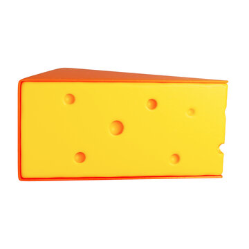 Cartoon styled part of cheese isolated on background