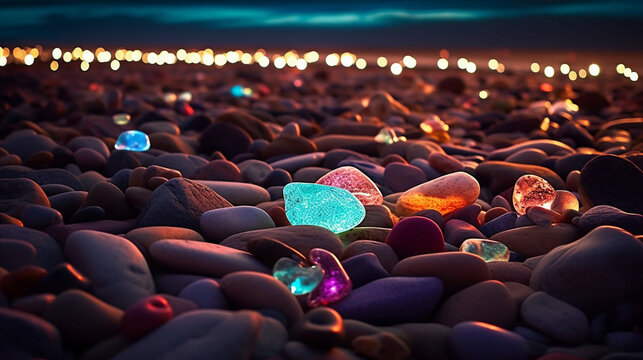stones on the beach HD 8K wallpaper Stock Photographic Image
 