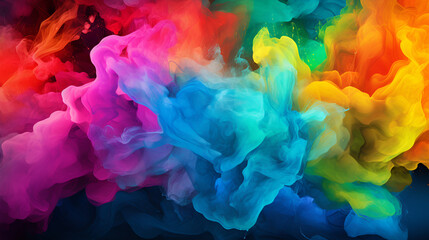 "Splash of Color". Background design of fractal paint and rich texture on the theme of imagination, creativity and art. AI generation