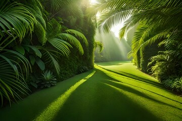 house Shadows of tropical foliage on a green wall in the Caribbean