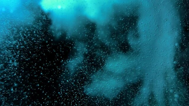 background with space, water oxygen, blurry motion of oxygen, animation. High quality 4k footage