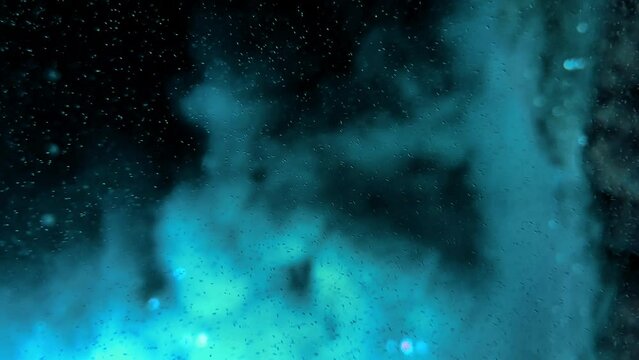 background with space, water oxygen, blurry motion of oxygen, animation. High quality 4k footage