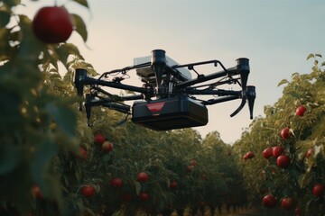 drone harvests apples and controls trees