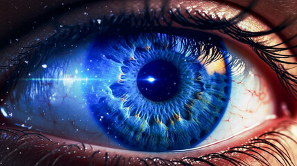 Stunning Blue Eye with Star Center - Enhanced by Generative AI