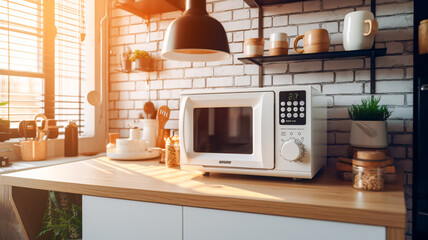 Kitchen Counter with Microwave - Generative AI