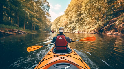 Kayaker Enjoying a River Adventure with Generative AI