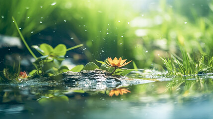 Vibrant Water Lily Blossom: A Generative AI Masterpiece