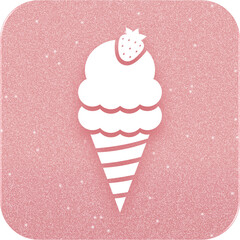 Rose Gold Ice Cream With Strawberry Icon