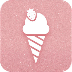 Rose Gold Ice Cream With Strawberry Icon