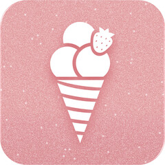 Rose Gold Ice Cream With Strawberry Icon