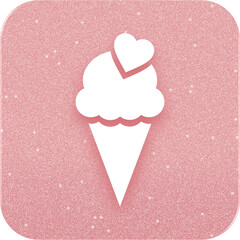 Rose Gold Ice Cream With Heart Icon