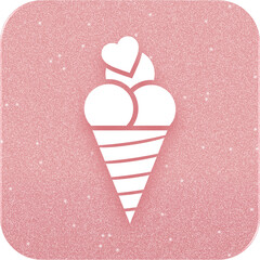 Rose Gold Ice Cream With Heart Icon
