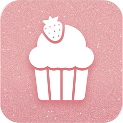 Rose Gold Cupcake With Strawberry Icon