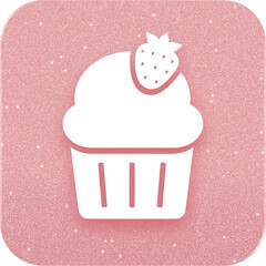 Rose Gold Cupcake With Strawberry Icon
