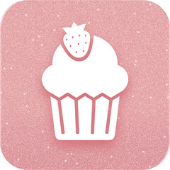 Rose Gold Cupcake With Strawberry Icon