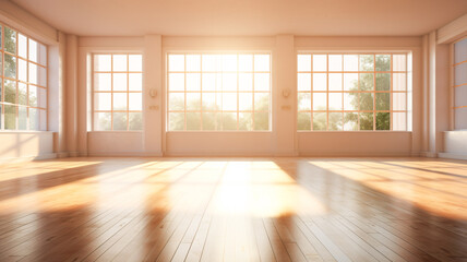Sunlit Room with Wooden Flooring: Enhanced by Generative AI