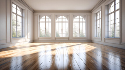 Sunlit Room with Wooden Flooring - Enhanced by Generative AI