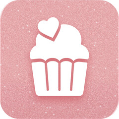 Rose Gold Cupcake With Heart Icon