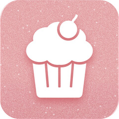 Rose Gold Cupcake With Heart Cherry Icon