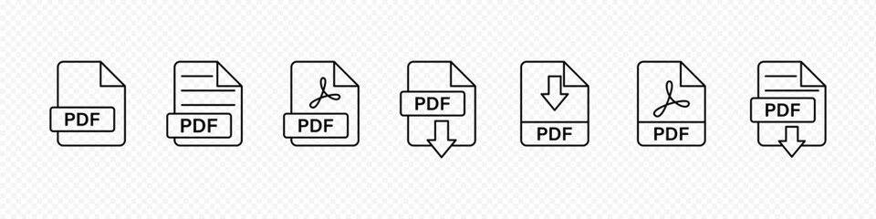 Vector isolated PDF file icon set
