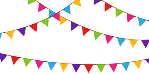 Colorful party triangles on isolated white background