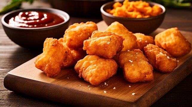 fried chicken nuggets HD 8K wallpaper Stock Photographic Image
