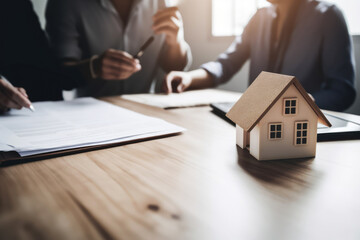 Happy Married Couple Signing Mortgage Agreement: Home Loan and Property Buying Concept