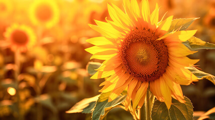 Fototapeta premium Sunflower in a Field - Generative AI