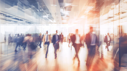 Blurred Image of People Walking in a Large Room with Generative AI